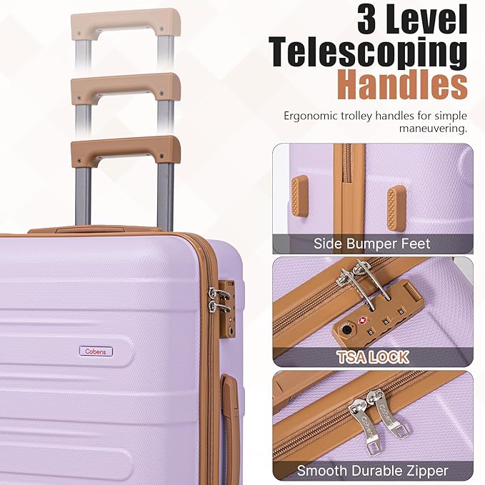 Luggage Sets 5 Piece Durable Suitcase Set with Spinner Wheels, Hard Shell Carry on Luggage with TSA Lock, Large Checked Travel Suitcases for Men and Women