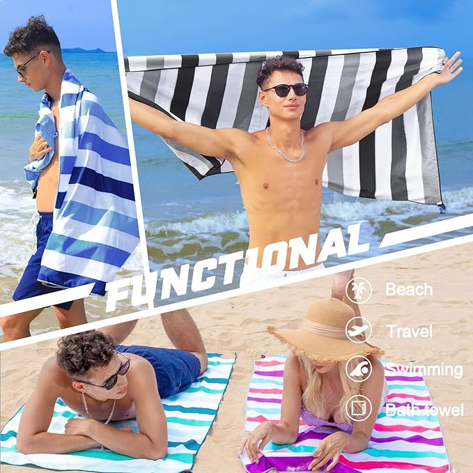 Exclusivo Mezcla Microfiber Quick Dry Beach Towel, Large Lightweight Sandfree Pool Towel for Swimming Camping Travel with Bag (Purple, 30x60 Inches)