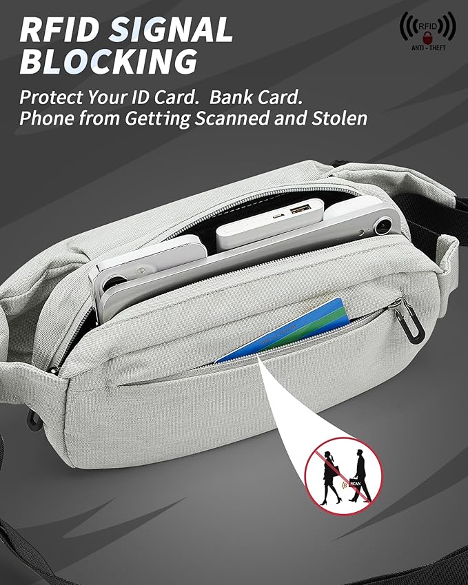 Fanny Pack for Mens Crossbody Bag, Sling Bag for Women Waist Packs Anti Theft Cross Body Belt Bags with Adjustable Strap for Running Sports Hiking Cycling Travel Walking - Beige