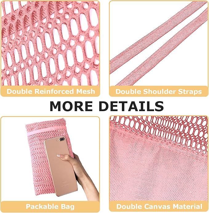Mesh Beach Tote Bags for Women Sandproof Large Shoulder Pool Swimming Bag Summer Vacation Essentials Inner Pocket