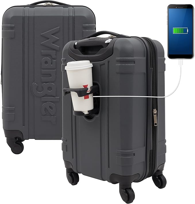 Wrangler Astral Hardside Luggage, Dark Shadow, 22-Inch Carry-On