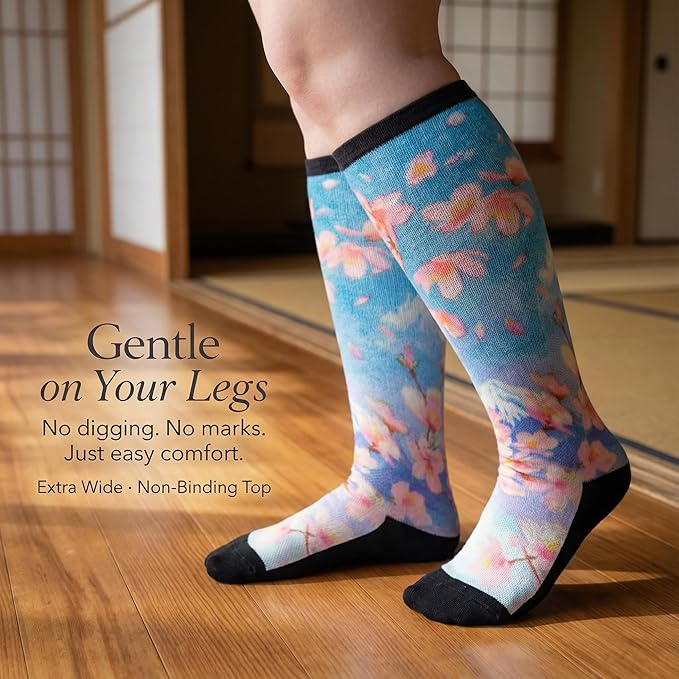 Extra Wide Diabetic Socks for Swollen Feet Men Women Non Binding Soft Stretch Colorful Design