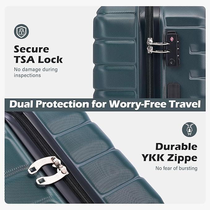 Coolife Expandable Large Checked Luggage with Spinner Wheels, Hard Shell Suitcase TSA Lock Rolling Travel Luggage 28-inch,Teal Blue