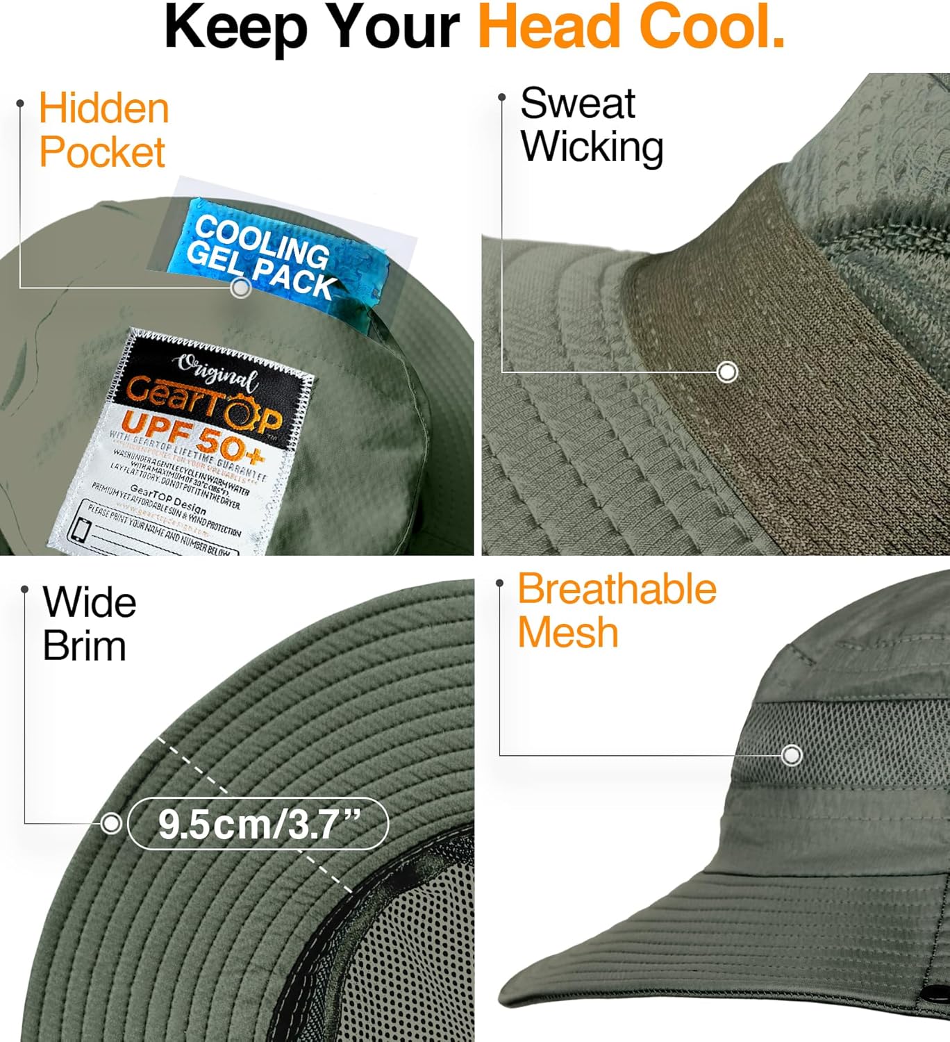 GearTOP Safari Sun Hat for Men and Sun Hats for Women UV Protection UPF 50+ Hiking, Gardening, Fishing