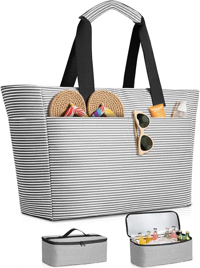 Beach Bag with Cooler, Extra Large Insulated Beach Tote for Women, Waterproof Sandproof Pool Picnic Travel Bag