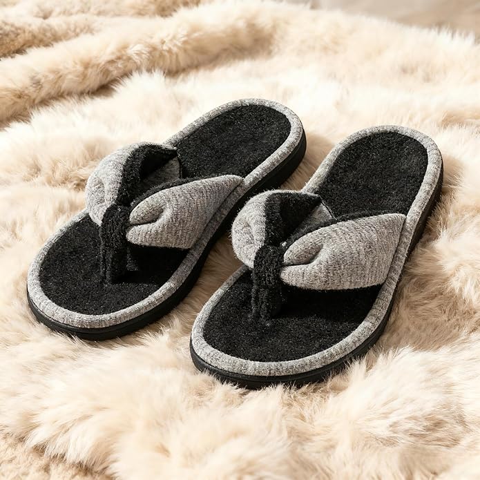Wishcotton Women's Memory Foam Spa Thong Flip Flops Cozy Indoor Slippers, Ladies Summer Lightweight Open Toe House Sandals