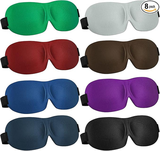 Bencailor 8 Pcs Sleep Eye Mask for Men Women Side Sleeper Eyes Blackout 3D Eye Cover for Sleep with Adjustable Strap Colorful Night Blindfold Eyes Shade for Travel Gifts(Large,Fresh Colors)