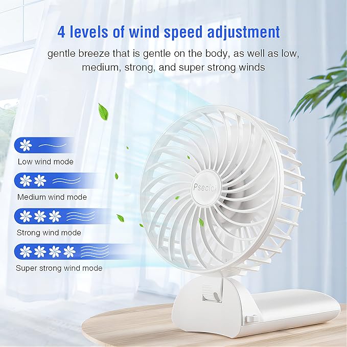 Handheld Fan, Mini Portable Personal Fan with lanyard, 4 Speeds Level 180° Foldable Design for Desk/Travel/Office/Outdoor