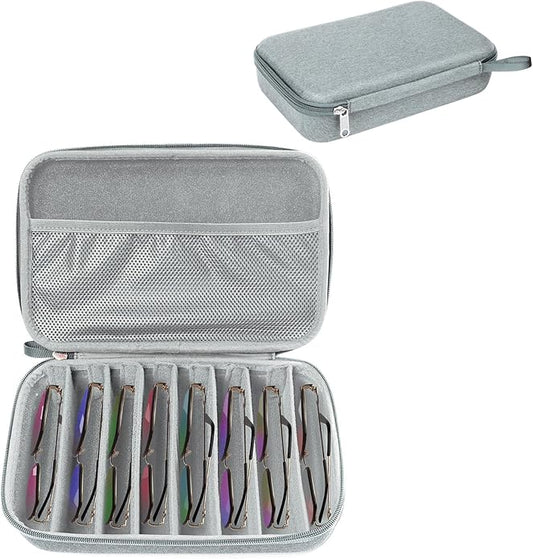 Bukere Travel Sunglasses Organizer Case Adjustable Slot For Multiple Eyeglasses Hard-shell Portable Storage Box for Men Women