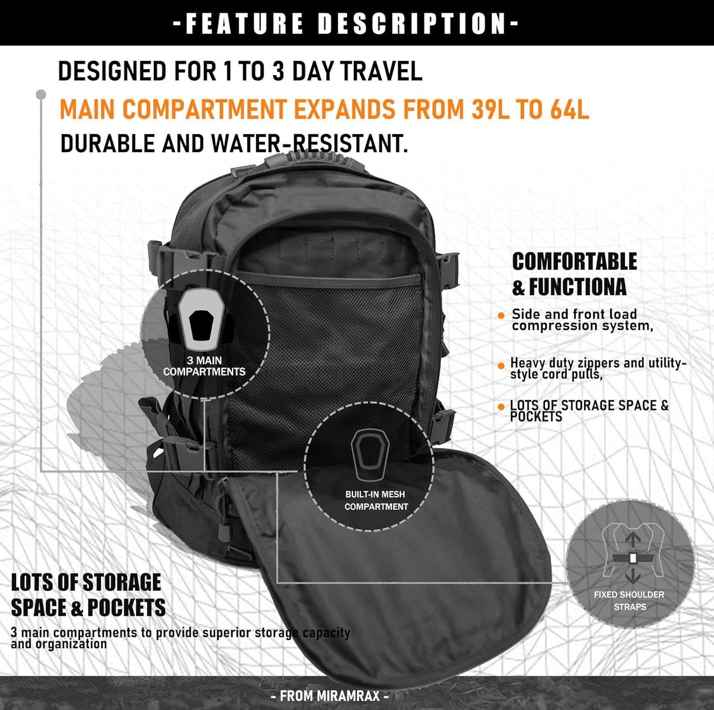 Tactical Backpack Military Backpacks for Men Army Expandable 3 Day Assault Pack Molle Backpacks Bug Out Bag for Camping Hiking Rucksack Fishing
