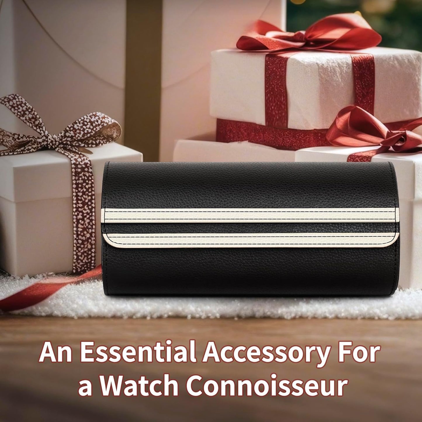 MOZSLY Watch Roll Travel Case 3 Slots Portable Box for Men and Women Watches Organizer Storage Holder PU Leather