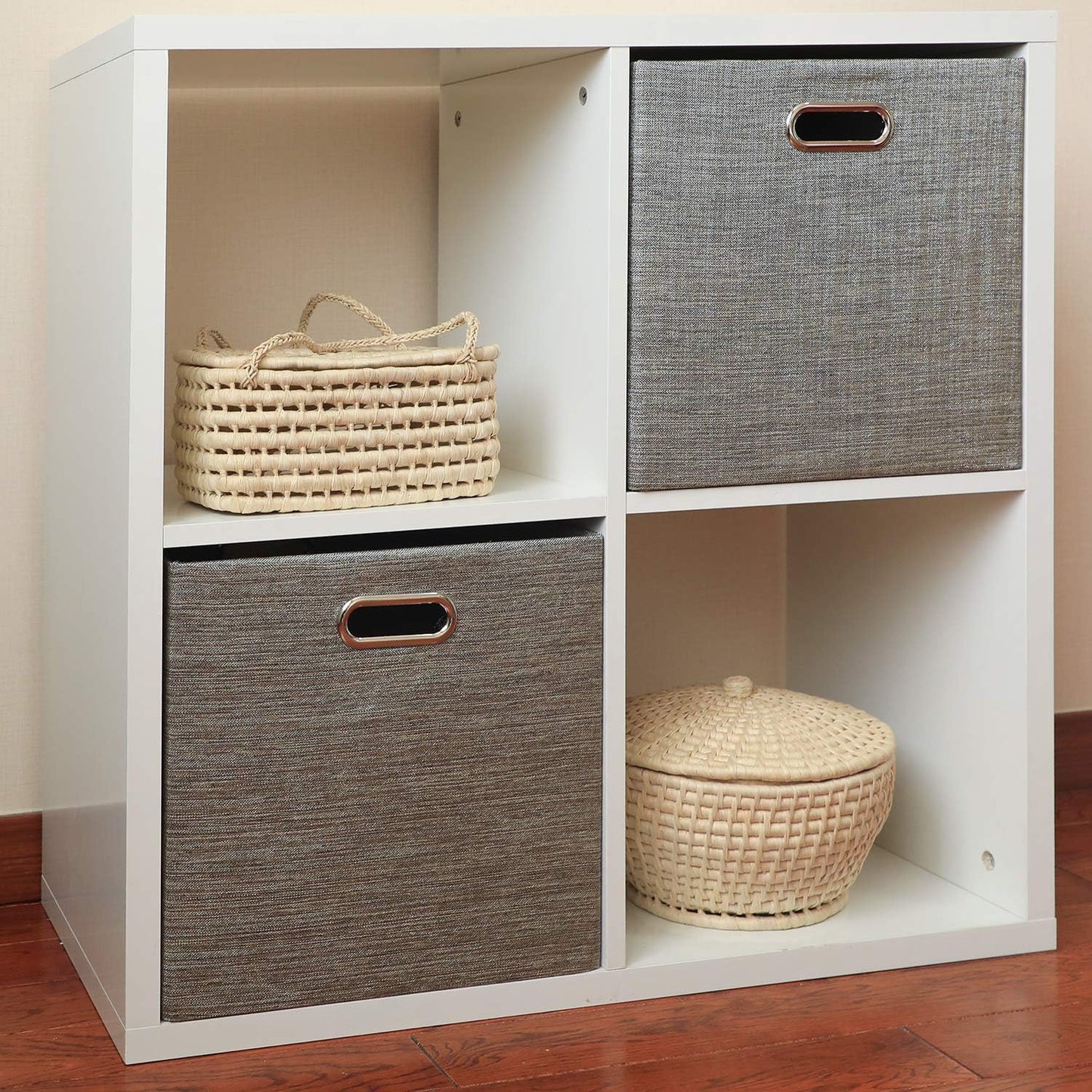 Foldable Storage Bins,13×13 Storage Cubes Basket Containers for Shelf Cabinet Bookcase Boxes,Thick Fabric Drawers - Set of 2, Coffee