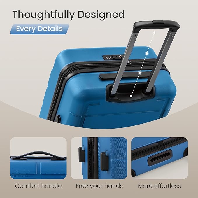 SHOWKOO Full PC Hardshell Luggage Sets, 20/24/28 In Suitcase with TSA Lock & Spinner Wheels, Lightweight Durable Travel Luggage