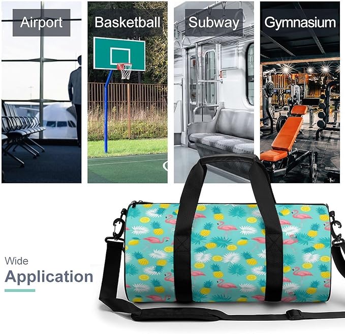 Travel Duffle Bag Pink Flamingo Pineapples And Exotic Leaves Carry On Weekender Bags Foldable Overnight Bag Workout Lightweight Bags
