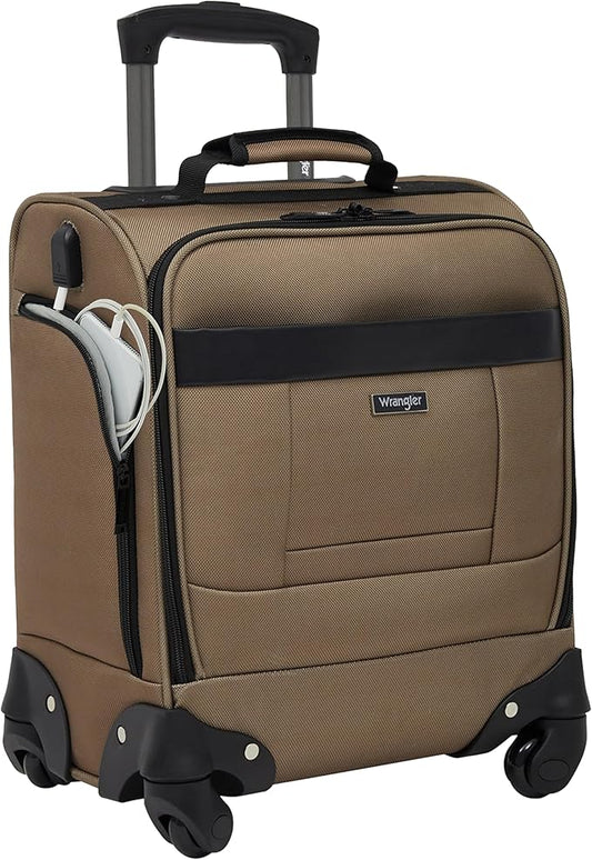 Wrangler 17" Underseat Spinner Carry-On Luggage, Mocha
