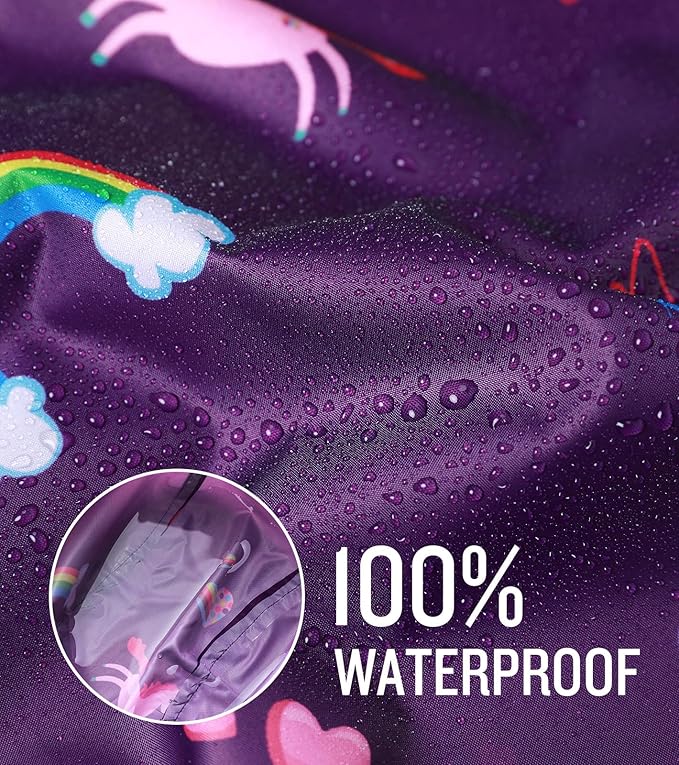 SaphiRose Lightweight Kids Rain Poncho Jacket Waterproof Outwear Rain Coat