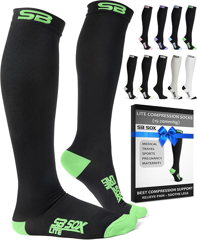 SB SOX Lite Compression Socks for Men & Women (15-20mmHg) – Best Compression Socks for Travel, Sports, and Daily Wear - XXL Sizes too!