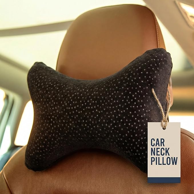 Aeris Car Headrest Pillow,%100 Memory Foam Car Neck Pillow for Driving with Strap - Carry Bag - Maximum Neck Support for Car Seat - Portable Small Travel Pillow - Perfect for Camping and Traveling