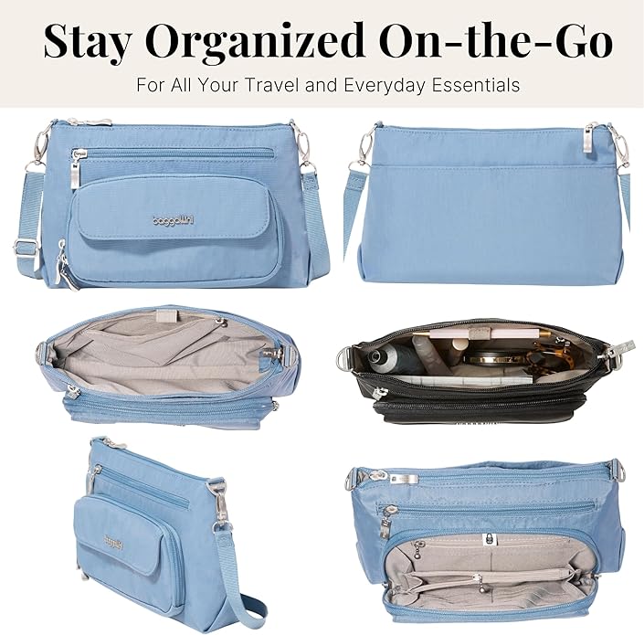 Baggallini Original Everyday 11x7.5 Crossbody Bags Rfid Protected Lightweight Nylon Zippered Travel Purse