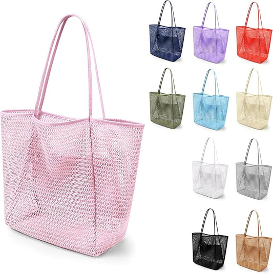 VOROLO Mesh Tote Beach Bag,Women Fairycore Hobo Bag,Shoulder Bag,Soft Summer Casual Crochet Bags