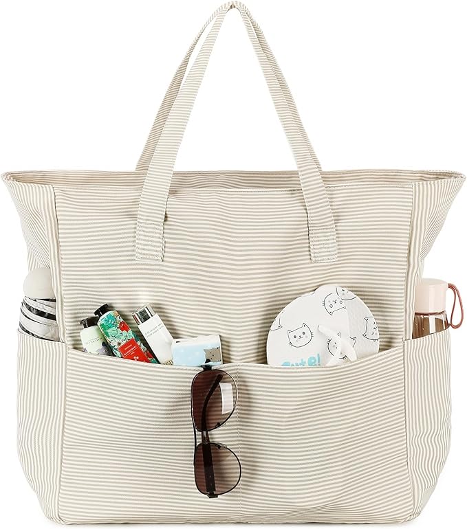 LEDAOU Large Beach Bag Women Waterproof Sandproof Zipper Beach Tote Pool Bag for Swim Gym Grocery Travel with Wet Pocket | Waterproof, Sandproof, Zipper, Pool, Gym, Grocery