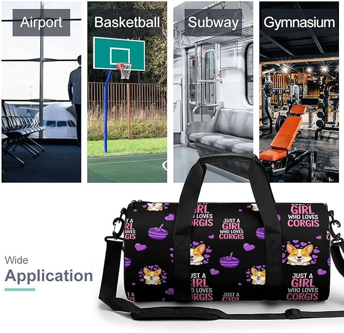 Lightweight Travel Sports Carry On Bag Just A Girl Who Loves Corgis Basketball Football Weekender Bag Sport Gym Fitness Tote