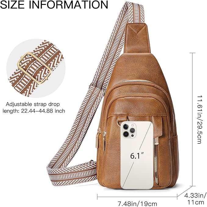 GAEKEAO Sling Bag for Women Crossbody Bags Fanny Pack Vegan Leather Chest Bag Travel Shoulder Belt Purse Backpack Gifts