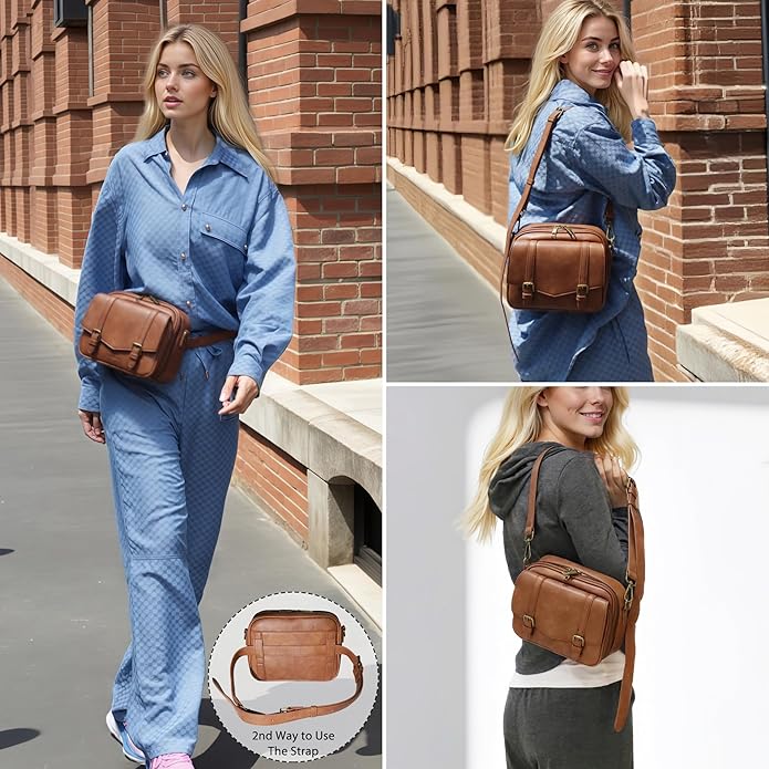 Women‘s Anti Theft RFID Blocking Small Vegan Leather Crossbody Bag Travel Purse With Built In Wallet Messenger Bag