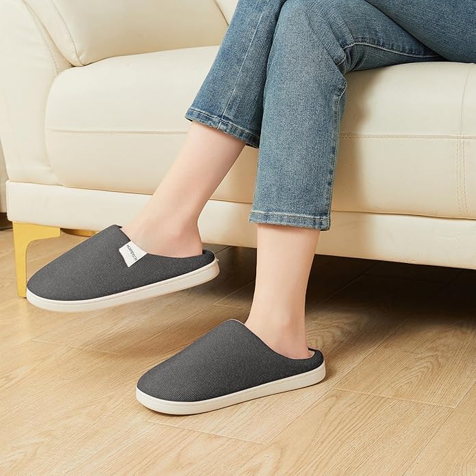 HUXMEYSON Slippers for Women, Womens Slippers Indoor Outdoor with Memory Foam, Cozy & Warm House Slippers for Woman with Anti-Slip Rubber Sole