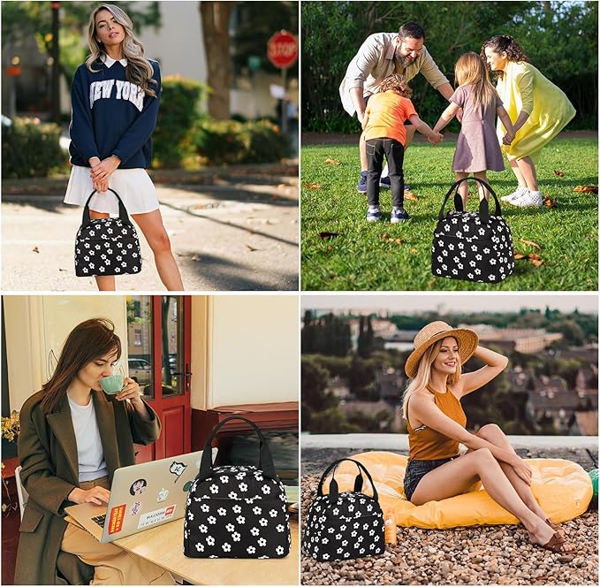 LEDAOU Lunch Box for Women Insulated Lunch Bag Cute Lunchbox Cooler Thermal Reusable Lunch Tote for Work School Picnic Travel