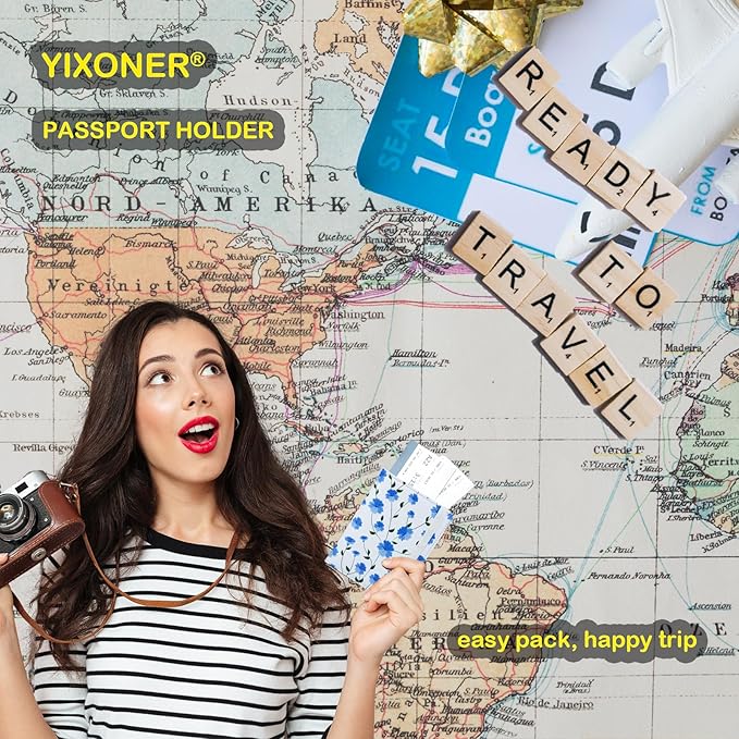 Passport Holder For Travel, RFID Blocking Passport Wallet, Passport Cover Secure & Front Pocket Money Holder For Men & Women, Travel Wallet, Growing Flower In White, Basic Version