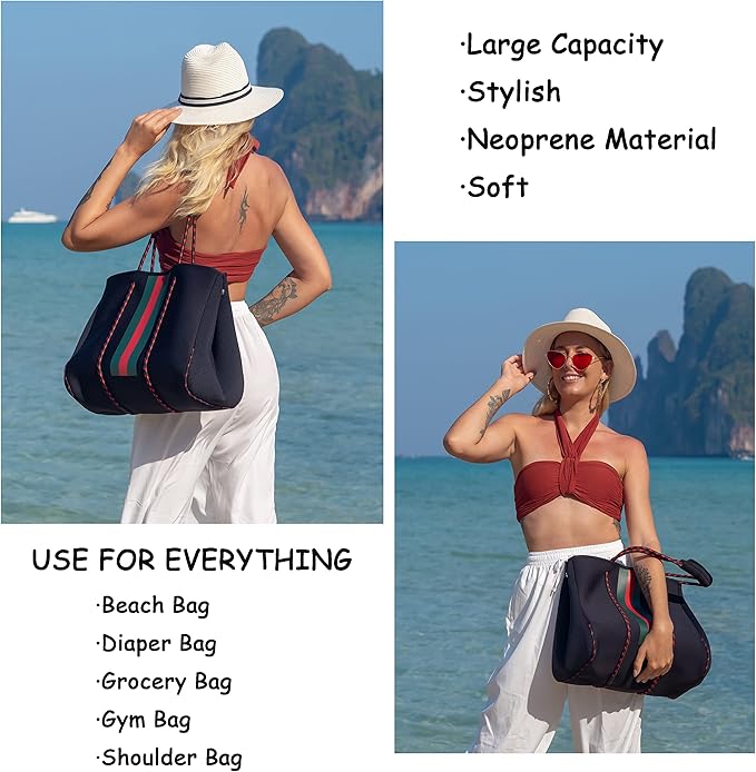 QOGiR Neoprene Multipurpose Beach Bag Tote with Inner Zipper Pocket … … … …