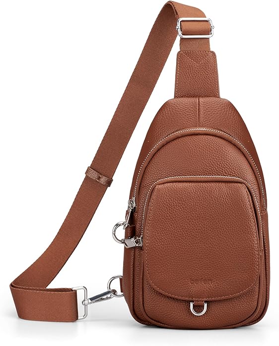 befen Anti Theft Genuine Leather Sling Bag for Women RFID Small Crossbody Bag Chest Bag Leather Fanny Packs for Travel