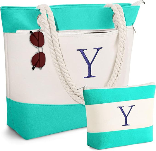 YOOLIFE Beach Bags for Women - Travel Canvas Beach Tote, Pool Waterproof Bag, Travel Essentials, Gifts for Women Birthday
