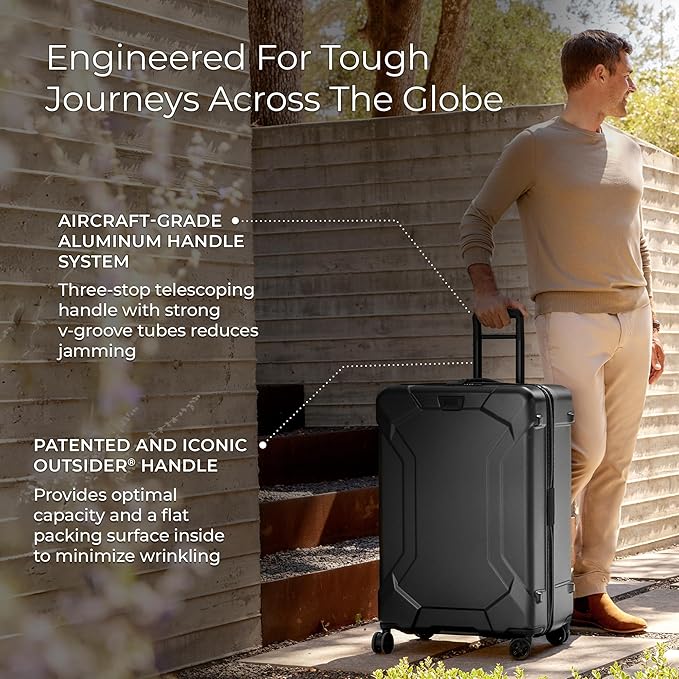 Briggs & Riley 30" Large Spinner - Checked Luggage for Travel, Suitcases with Wheels, Hardside Rolling Bag for Men & Women, Self-Repairing Zipper - Torq Collection, Stealth Black