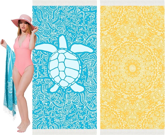 Thin Turkish Beach Towel Lightweight Soft Cotton Extra Large XL Oversized Sand Free Sandproof Absorbent Quick Dry Towels Cloud Bath Pool Travel Compact Essentials Accessories for Adult Gifts