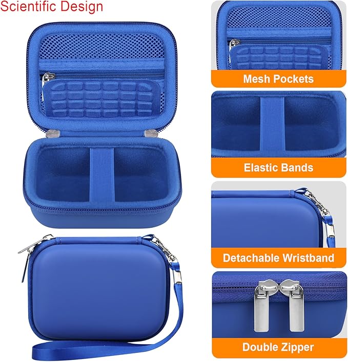 Elonbo Camera Carrying Case for KODAK PIXPRO FZ55 / FZ53 / FZ45 / FZ43 16MP Digital Camera, Vlogging Camera Storage Holder Travel Bag, Mesh Bag Fits Batteries, Cable, Memory Card, Blue