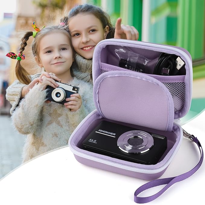 Digital Camera Case for AbergBest 21 Mega Pixels 2.7" LCD Rechargeable HD/Kodak Pixpro/Canon PowerShot ELPH 180/190/Sony DSCW800/DSCW830 Cameras, Travel Carrying Protective Case for Camera- Purple