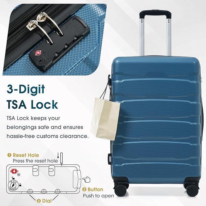 Merax 24 Inch Checked Luggage, Expandable Hardshell Suitcase with Spinner Wheels TSA Lock, Lightweight Scratch-Resistant ABS for Business Travel, Weekend Trips, Long Vacations