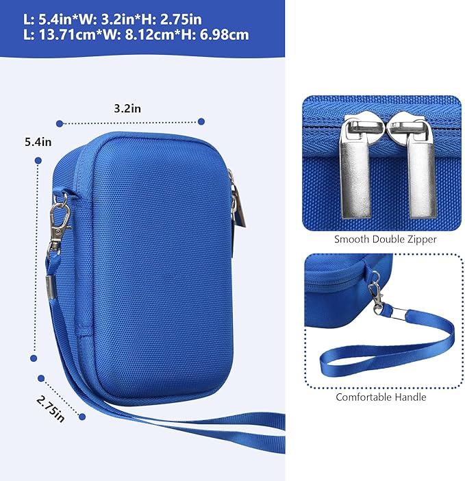 Hard Travel Case for Sony ZV-1F / ZV-1 / ZV-1 II Digital Camera, Storage Holder Travel Bag with Zipper Mesh Pocket for Battery Pack, Charging Cable, USB Card, Blue