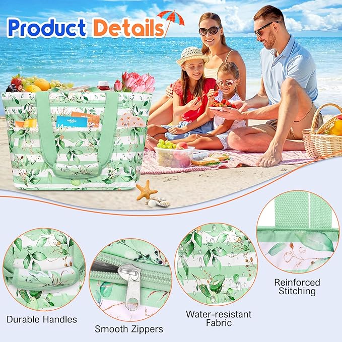 BKNOOU Extra Large Beach Bags Waterproof Sandproof XL Beach Tote Bag for Women Zipper Foldable Swim Pool Bag with Wet Pocket