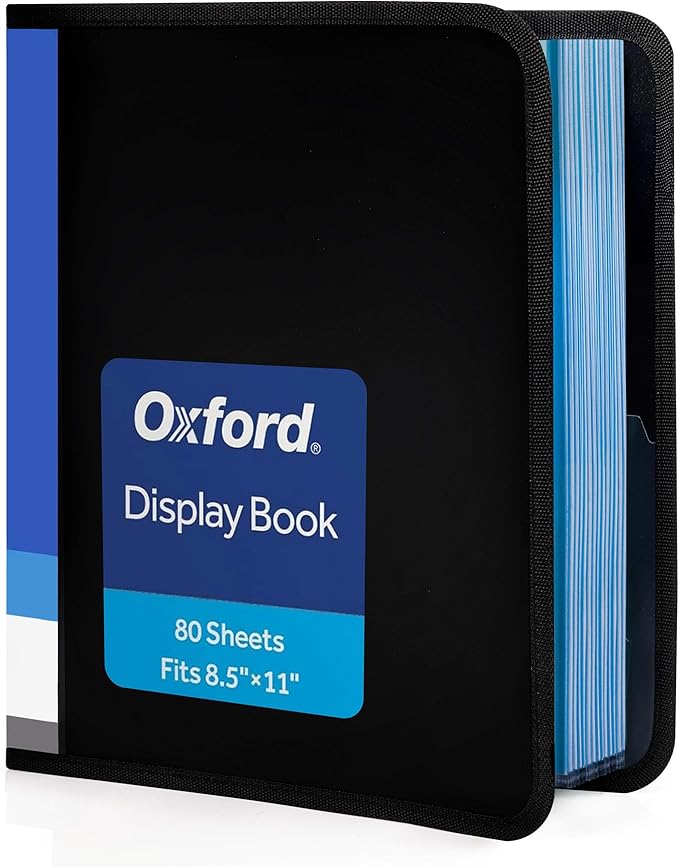 Oxford 80 Pocket Binder with Plastic Sleeves, 8.5 X 11 Displays 160 Pages, Presentation Binder for Documents, Photos, Artwork, Projects, Recipes