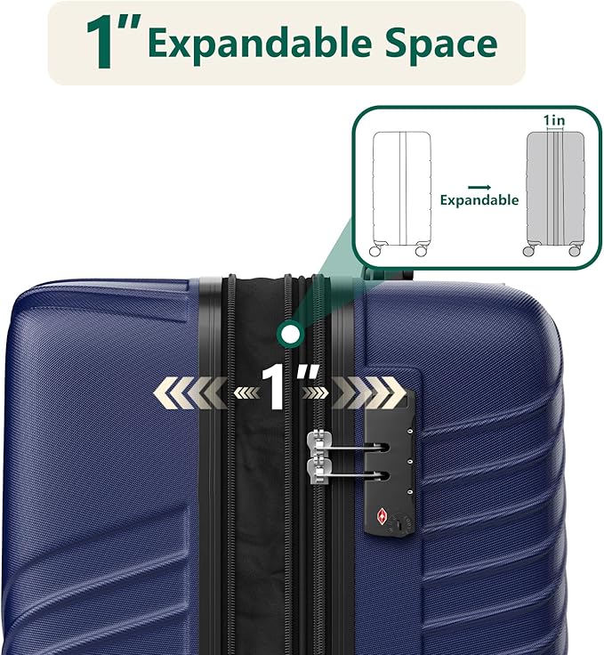28 Inch Checked Luggage, ABS Hardside Suitcase with Spinner Wheels, TSA Security Lock, Lightweight Large Luggage for Women, Men, Expandable Travel Suitcase for Business, Road Trips & Family Vacations
