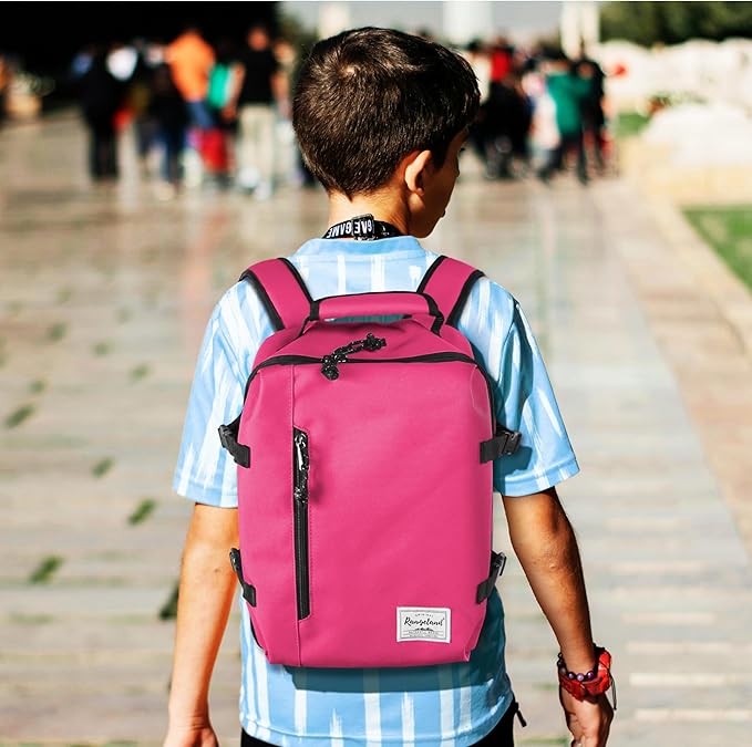 Kids Travel Backpack for Ages 3-6 | Lightweight Suitcase Style Carry-On | 10L Weekender with Tablet Sleeve & Chest Strap | Raspberry