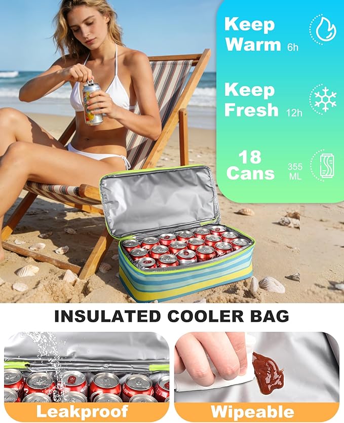 Beach Bag with Cooler, Mesh Beach Bag for Women Cruise Pool, Packable Waterproof Sandproof Travel Tote Bag with 8 Pockets