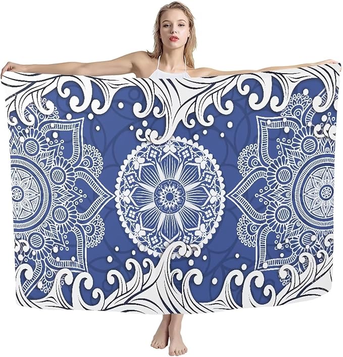 Boho Art Flower Wave Print Woven Lightweight Beach Towel Sand Free Quick Dry Towels for Camping Beach Swimming Pool Travel Accessories Large Easy Pack Travel Things for Women Men S
