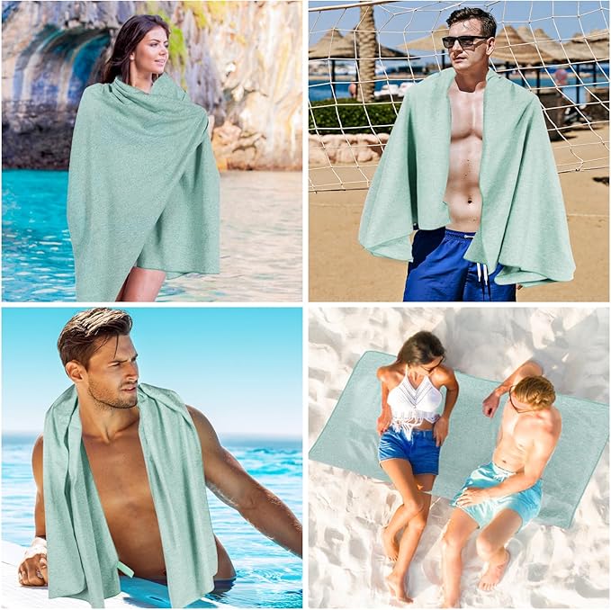 Quick Dry Microfiber Camping Towel,Large Beach Travel Gym Body Hiking Swimming Pool Towel (Light Green, 30X60 Inch)