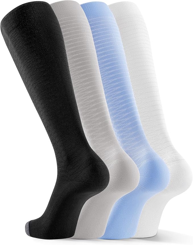 FITRELL 4 Pairs Compression Socks for Women & Men, 15-20mmHg Circulation Support for Athletic Travel Daily Wear