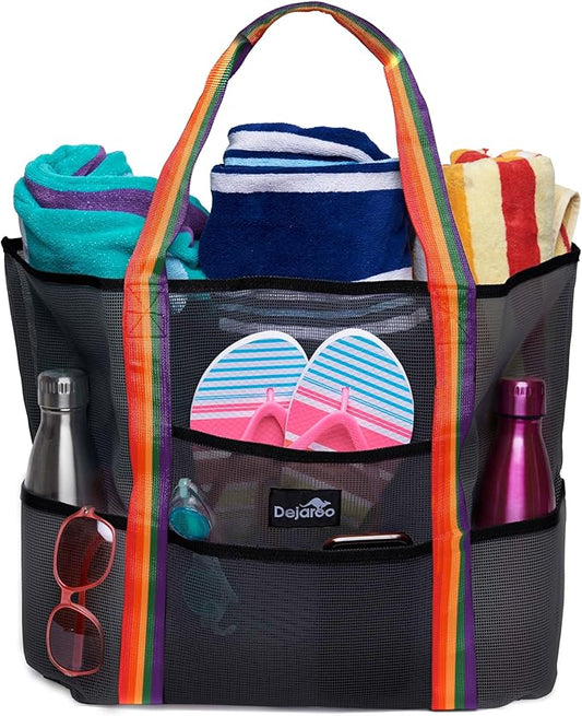 Dejaroo Mesh Sand Free Bag - Strong Lightweight Bag For Beach & Vacation Essentials. Tons of Storage!