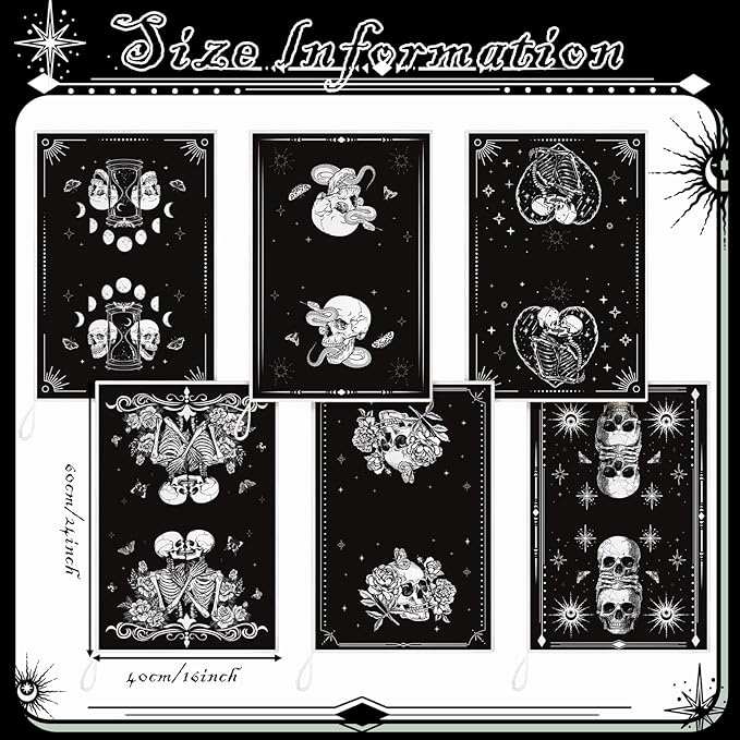 Bencailor 6 Pcs Skull Kitchen Towels Gothic Skeleton Dish Hand Towels Horror Skull Tea Washcloth for Bathroom Kitchen Goth Decor Gifts 24 x 16''
